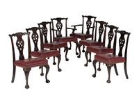 Eight Irish Chippendale Style Mahogany Chairs