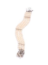 CULTURED PEARL AND DIAMOND MULTISTRAND BRACELET