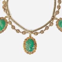 A 14K Yellow Gold and Malachite Necklace Victorian, c.1890