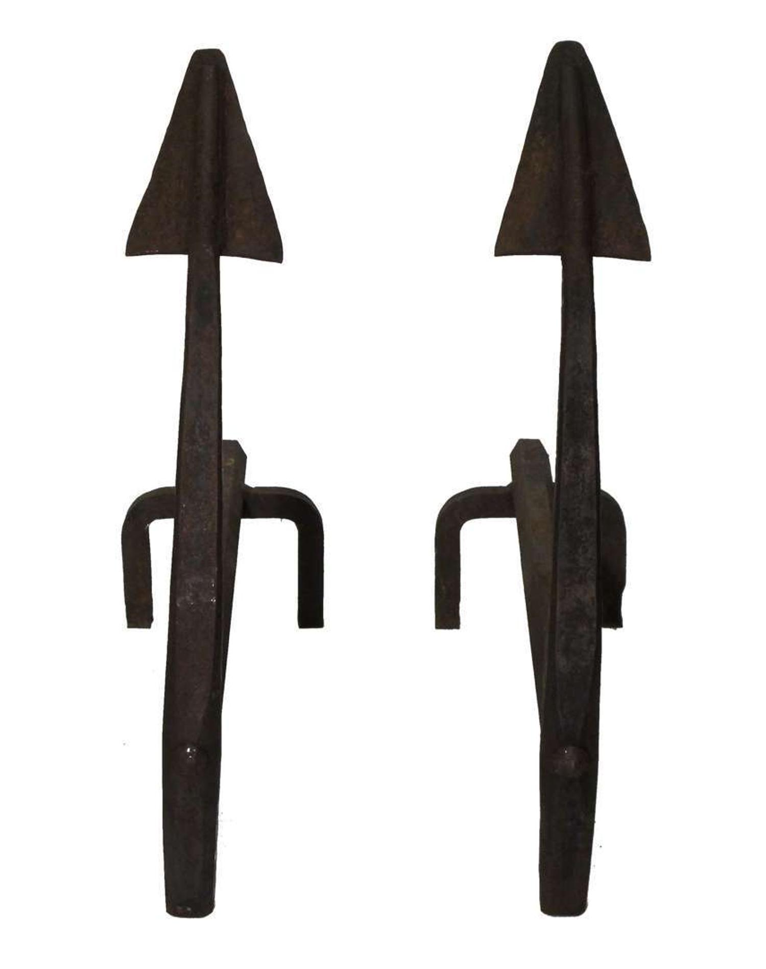 Large iron anchor andirons early 20th century