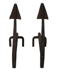 Large iron anchor andirons early 20th century