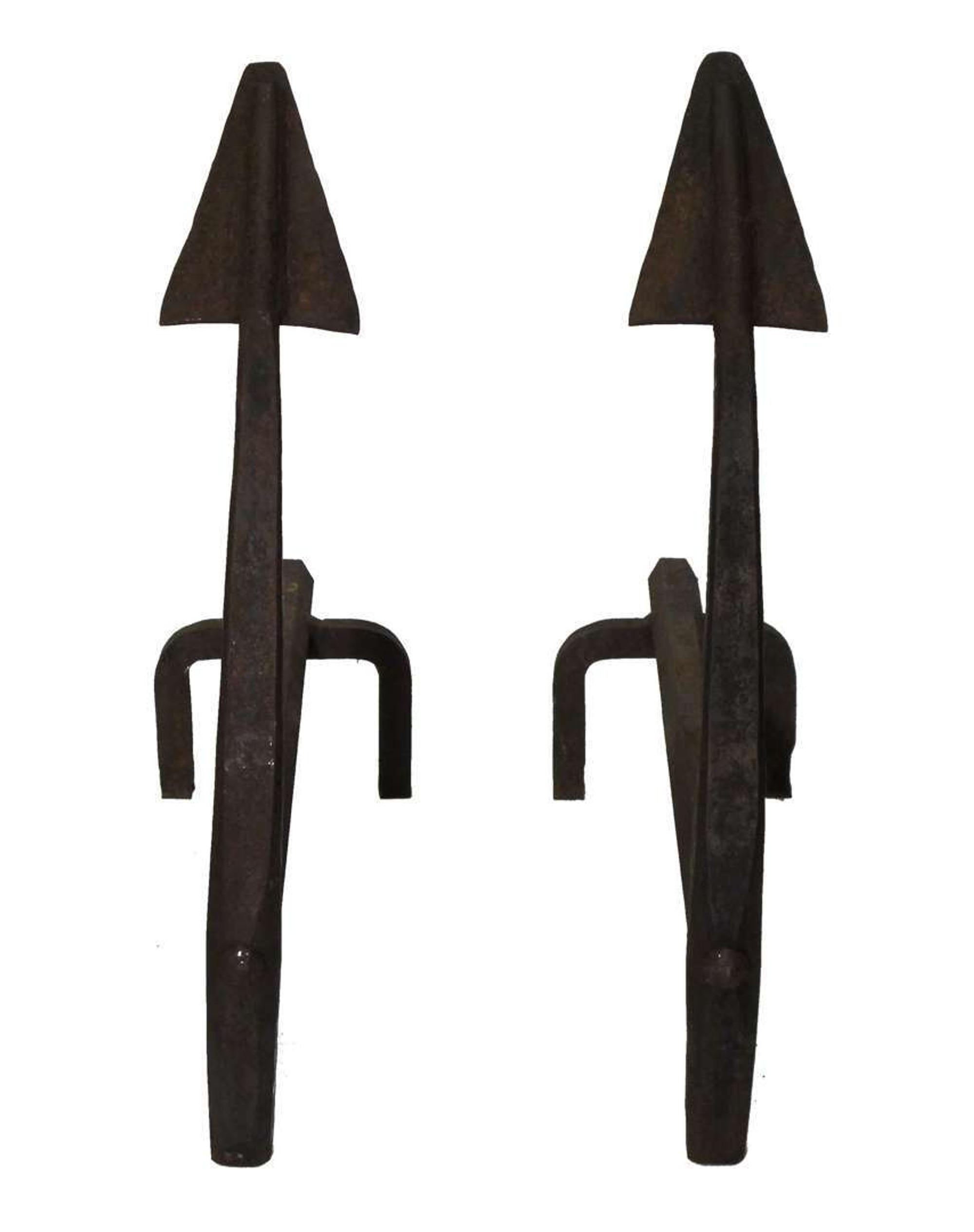 Large iron anchor andirons early 20th century