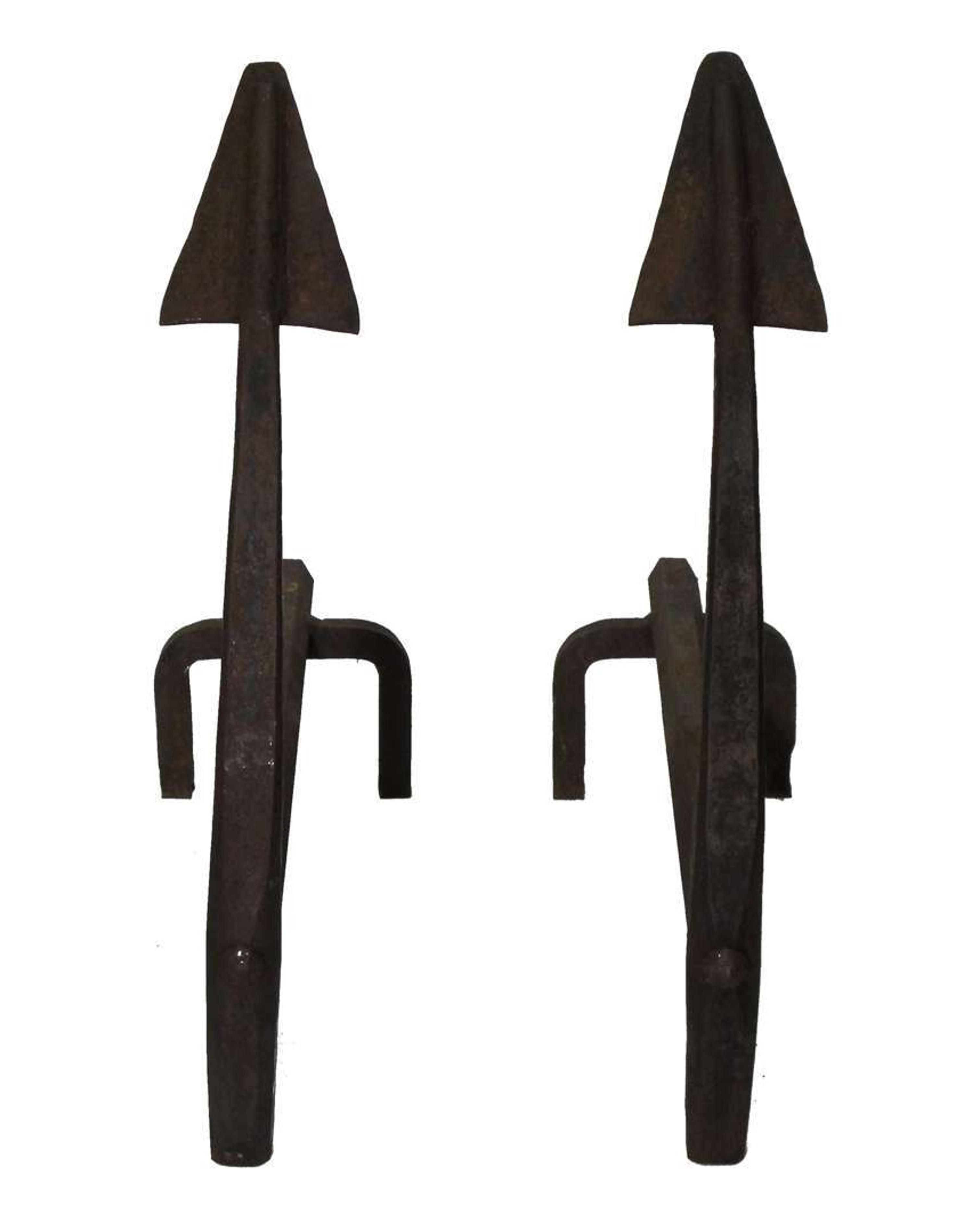 Large iron anchor andirons early 20th century