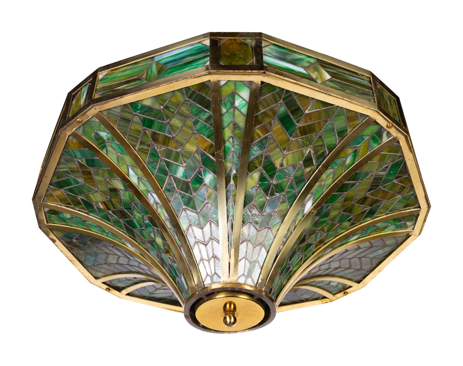 A Leaded Glass Hanging Fixture