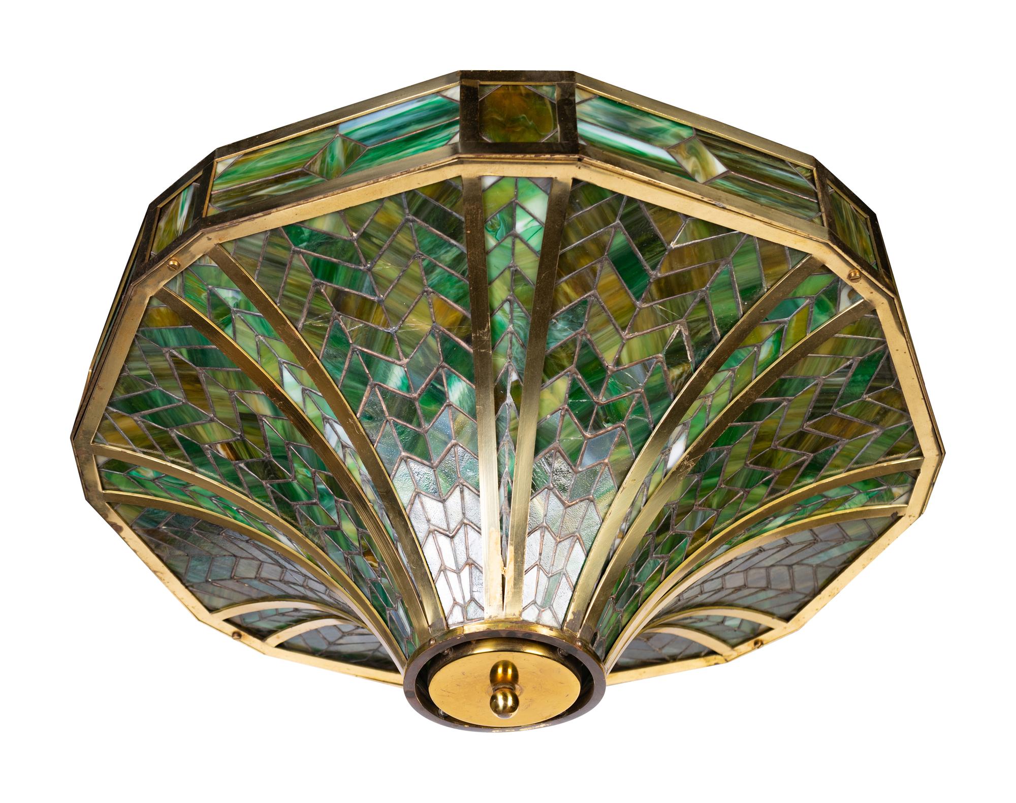 A Leaded Glass Hanging Fixture