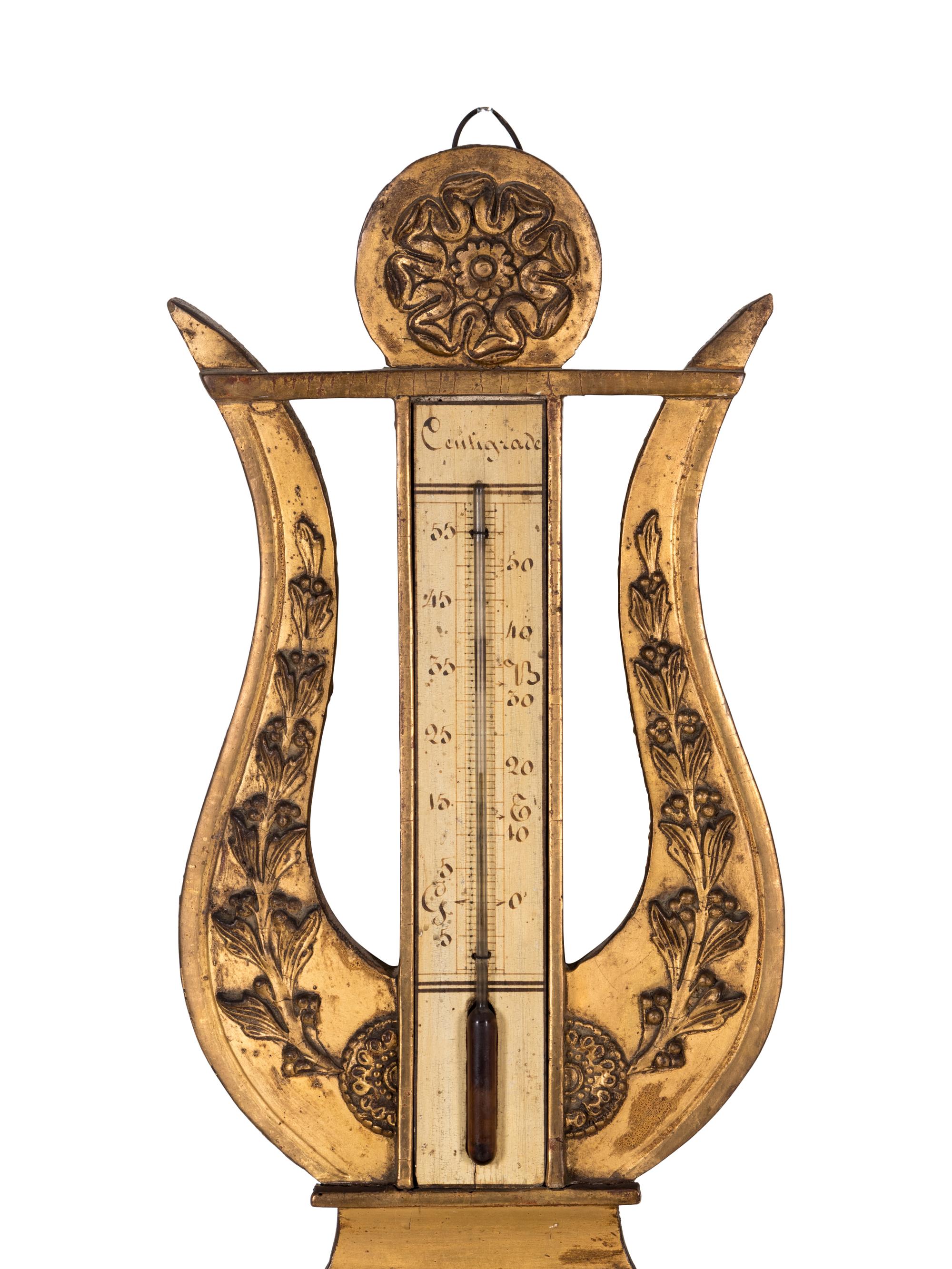 A French Giltwood Barometer and Thermometer