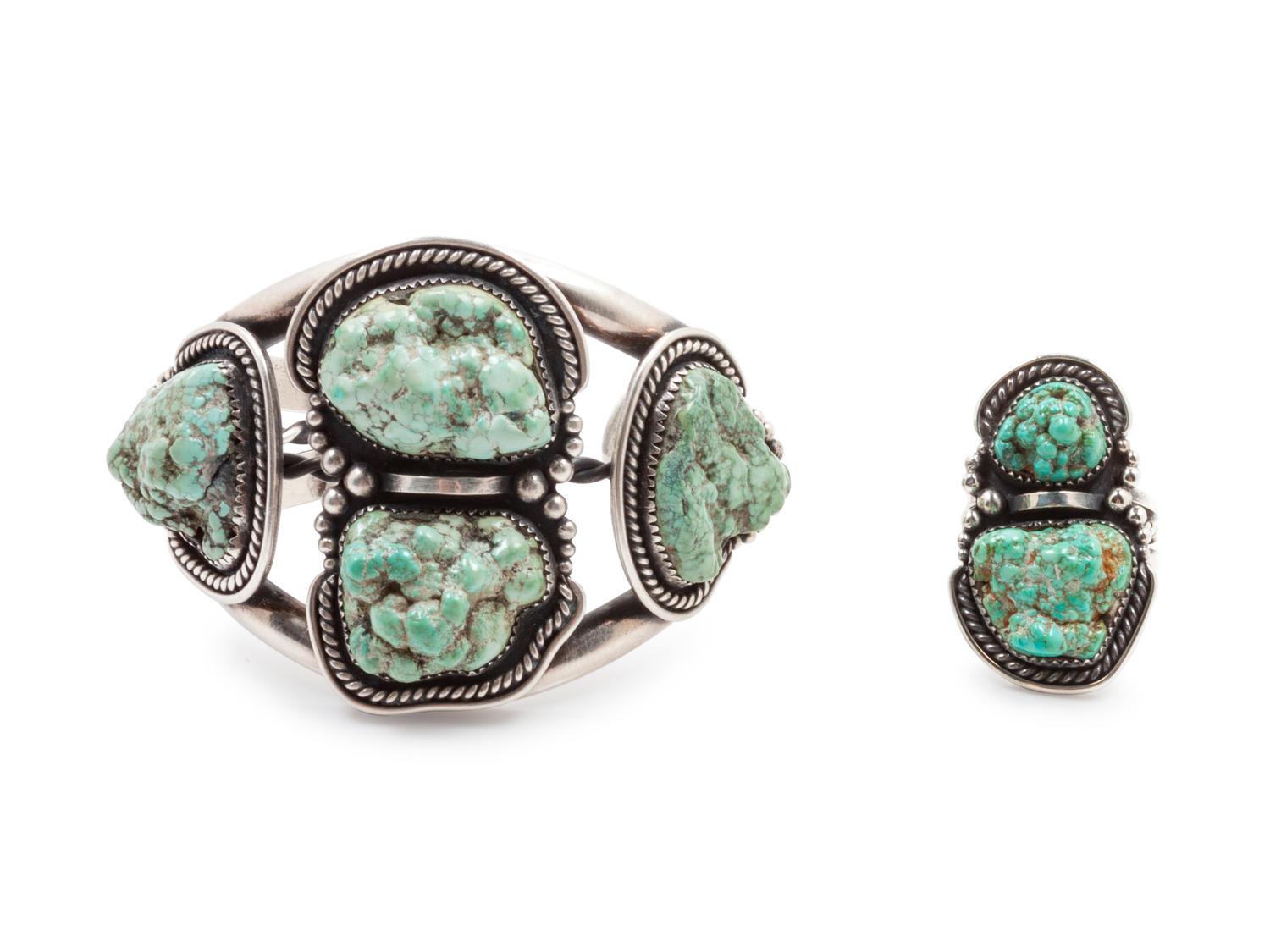 Seafoam Turquoise Nugget Cuff and Ring