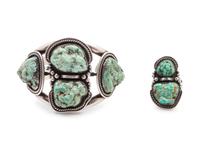 Seafoam Turquoise Nugget Cuff and Ring