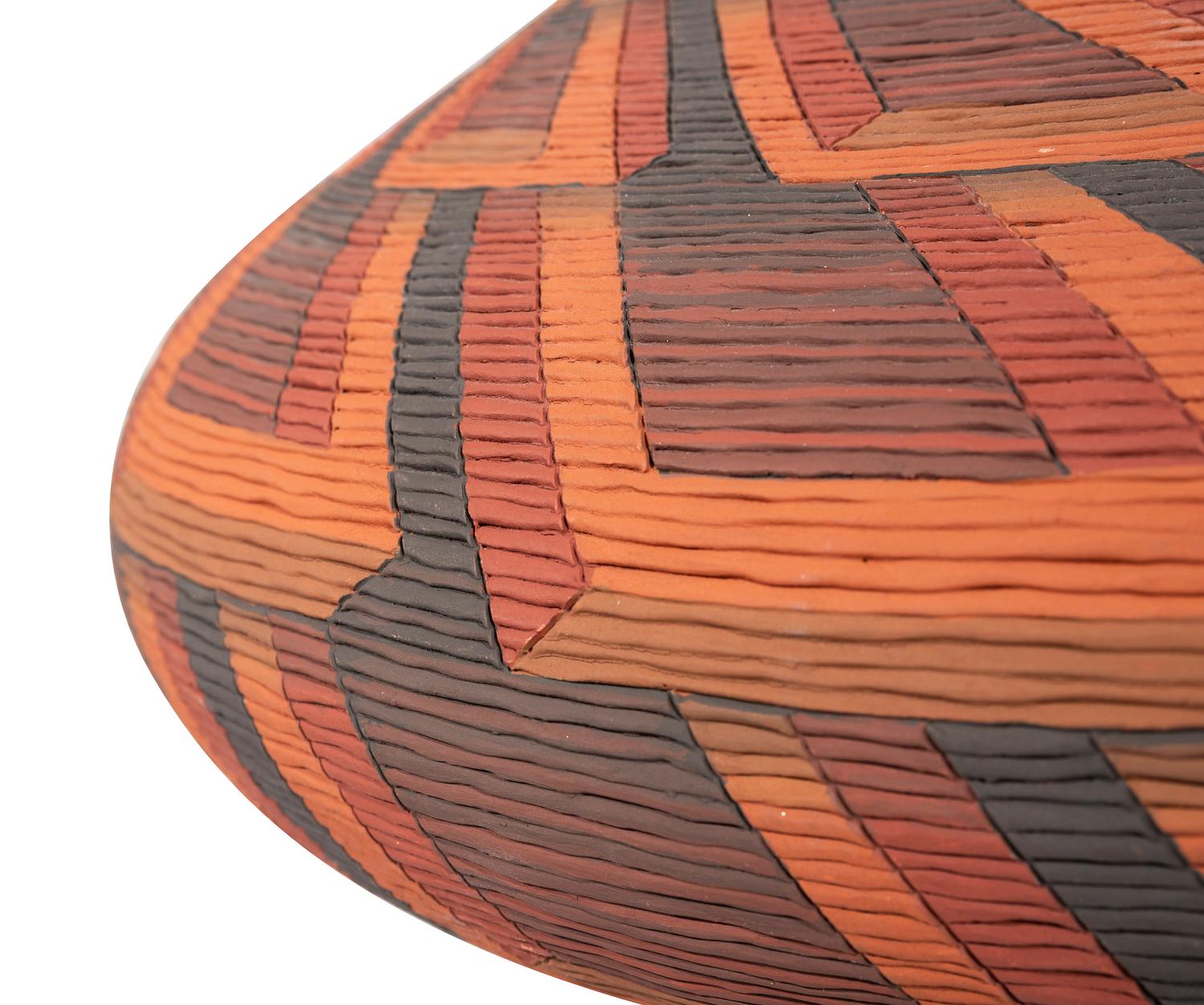 Corrugated Polychrome Pottery Jar