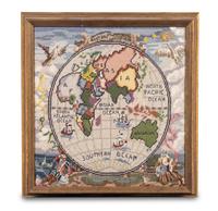 A Pair of English Needlepoint Geographic Panels