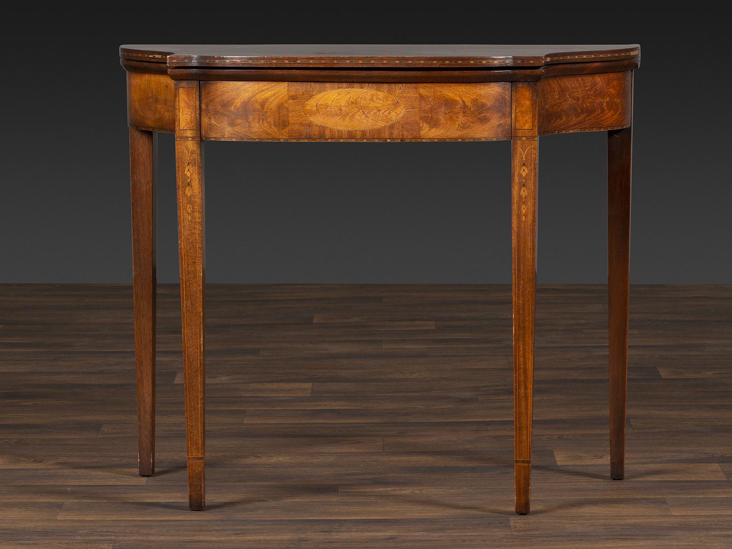A Federal Figured and Inlaid Mahogany Games Table
