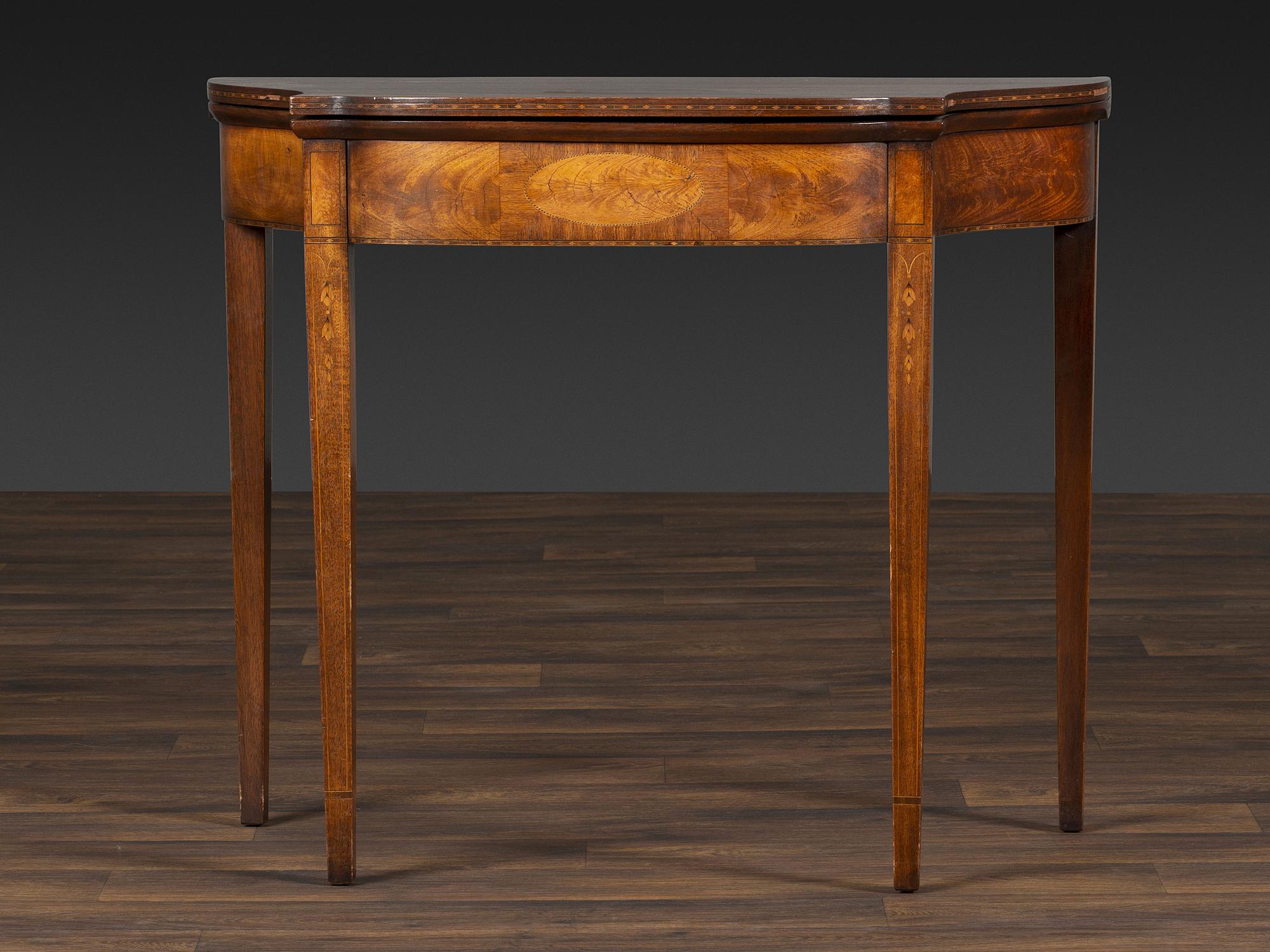 A Federal Figured and Inlaid Mahogany Games Table