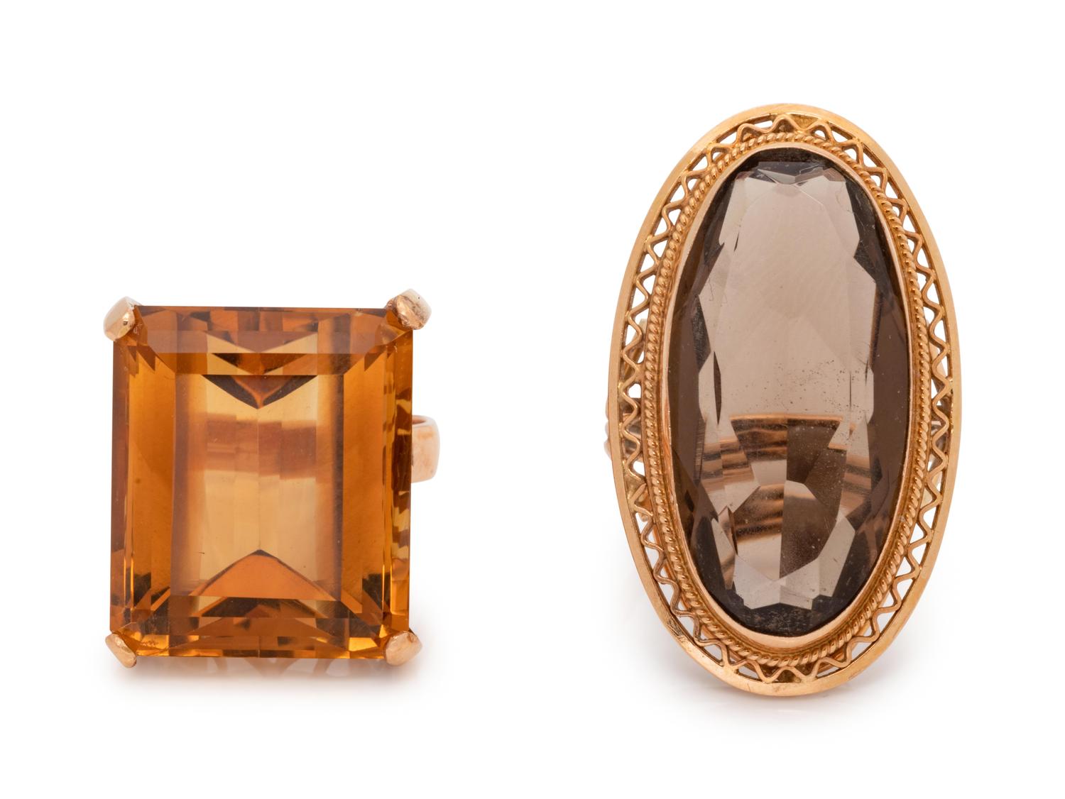 A Collection of Yellow Gold and Gemstone Rings,