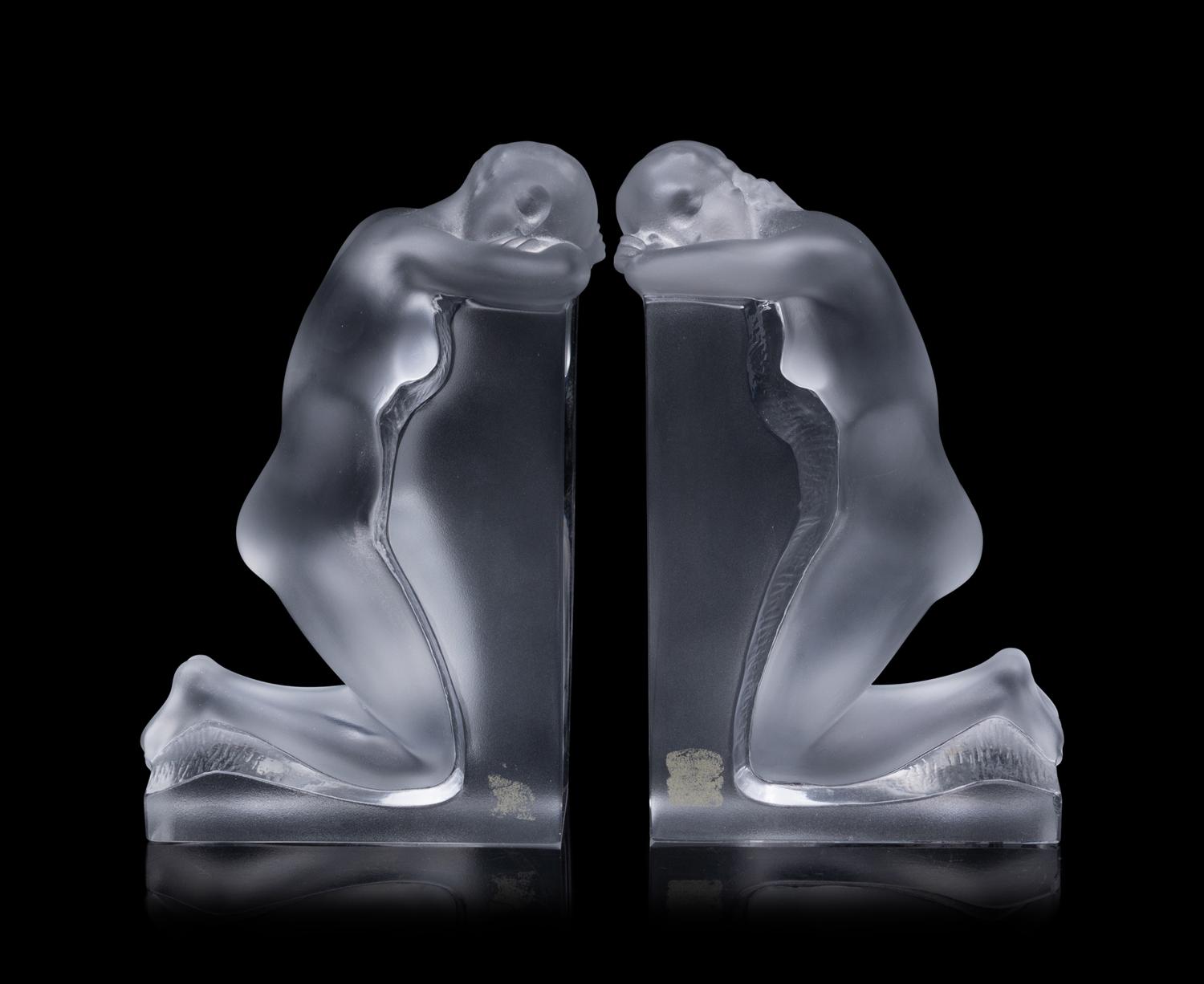 A Set of Lalique Reverie Bookends