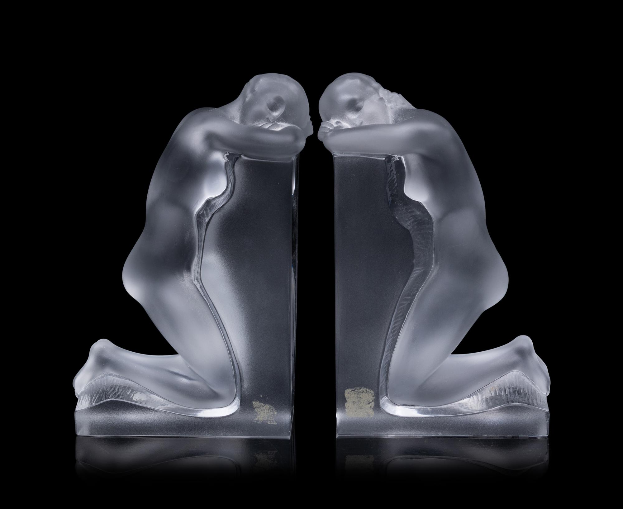 A Set of Lalique Reverie Bookends