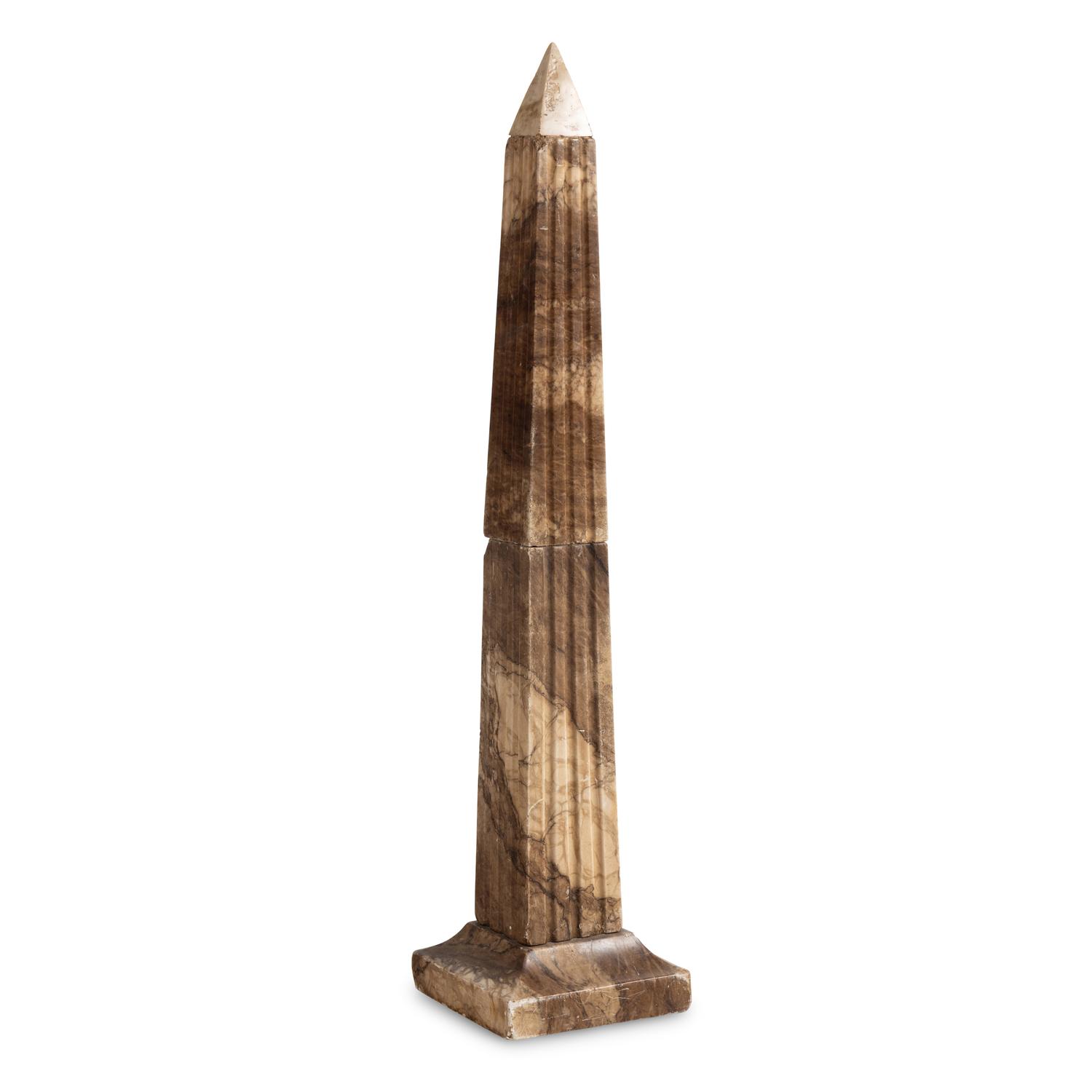 A Neoclassical Style Carved Mottled Brown Alabaster Obelisk