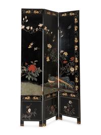 A Chinese Export Lacquer Six-Panel Floor Screen — 20TH CENTURY
