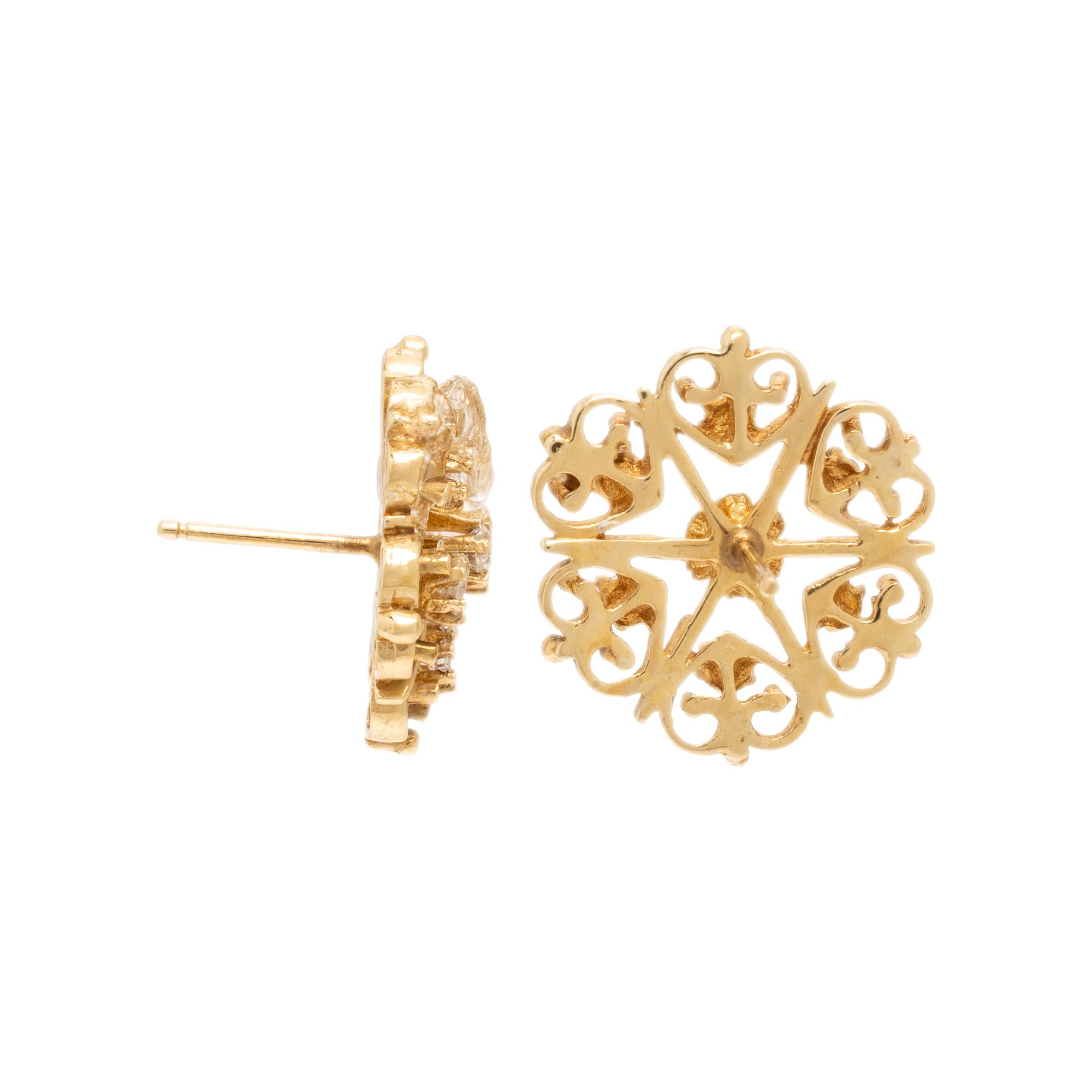 Diamond and Yellow Gold Brooch and Earrings