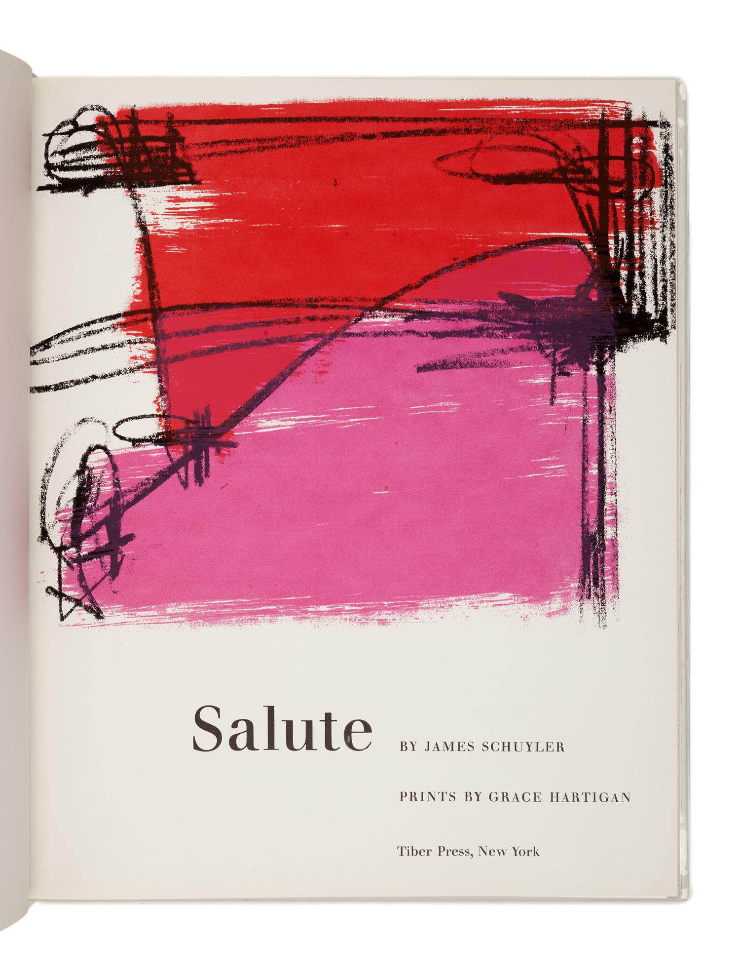 [ARTIST'S BOOK] -- [TIBER PRESS - ABSTRACT EXPRESSIONISM]. ASHBERY, John. The Poems . Prints by Joan MITCHELL. -- KOCH, Kenneth. Permanently. Prints by Alfred LESLIE. [with:] O'HARA, Frank. Odes. Prints by Michael GOLDBERG. -- SCHUYLER, James. Salute. Prints by Grace HARTIGAN. New York: Tiber Press, [1960].