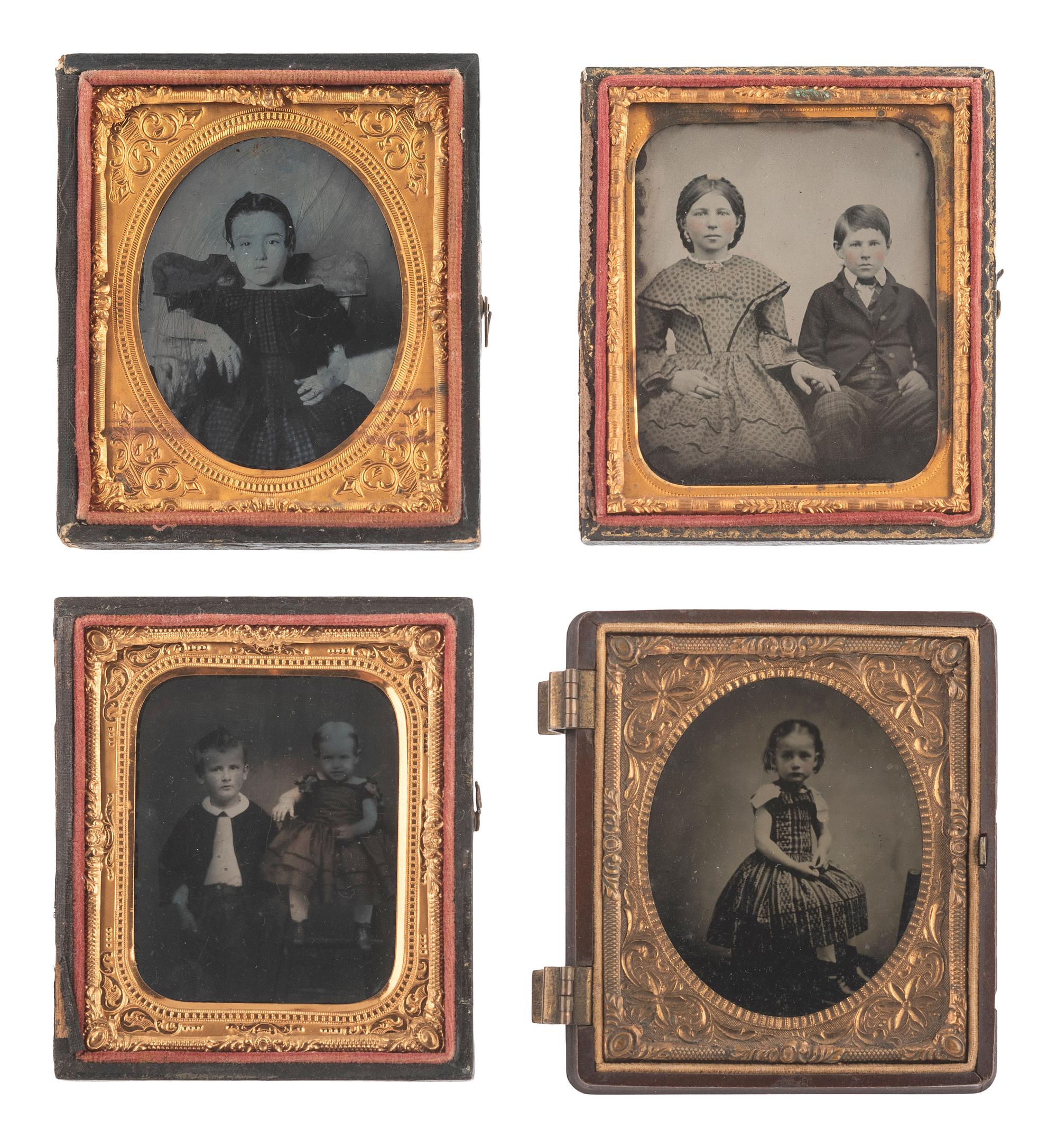 [EARLY PHOTOGRAPHY]. 23 sixth plate ambrotypes and tintypes of children.