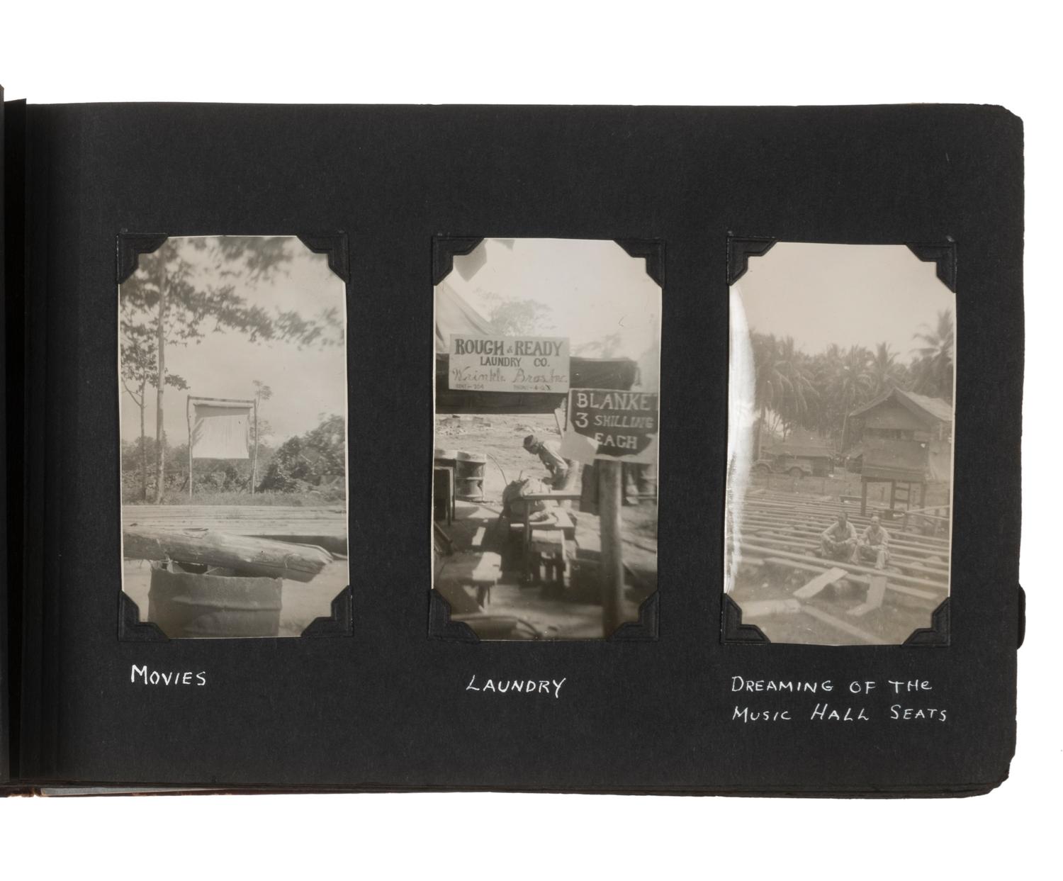 [WORLD WAR II]. Photograph album detailing the experiences of two Indiana military units in the Pacific Theater. Oro Bay, New Guinea, and Tacloban & Leyte, Philippines: n.p., 1944-1945.
