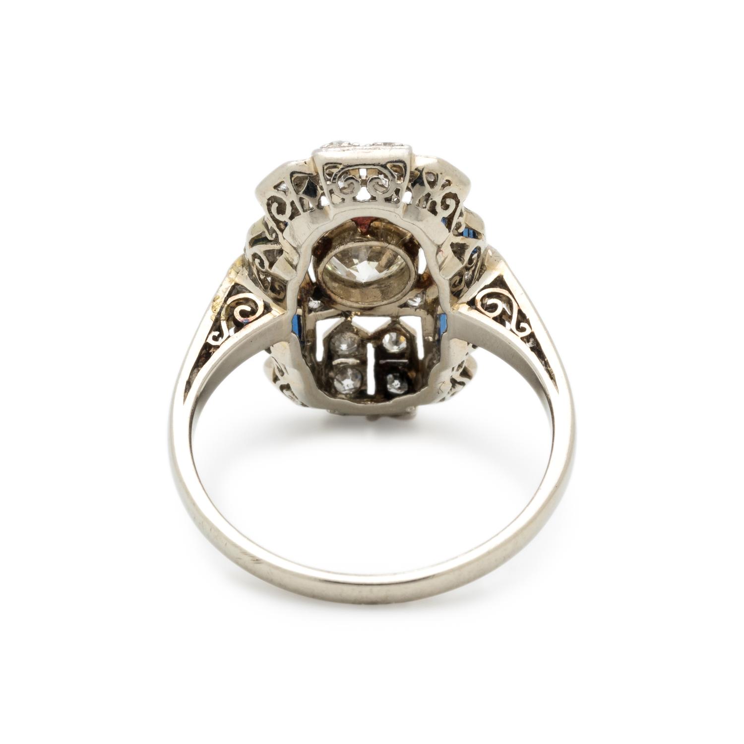 DIAMOND AND SYNTHETIC SAPPHIRE RING