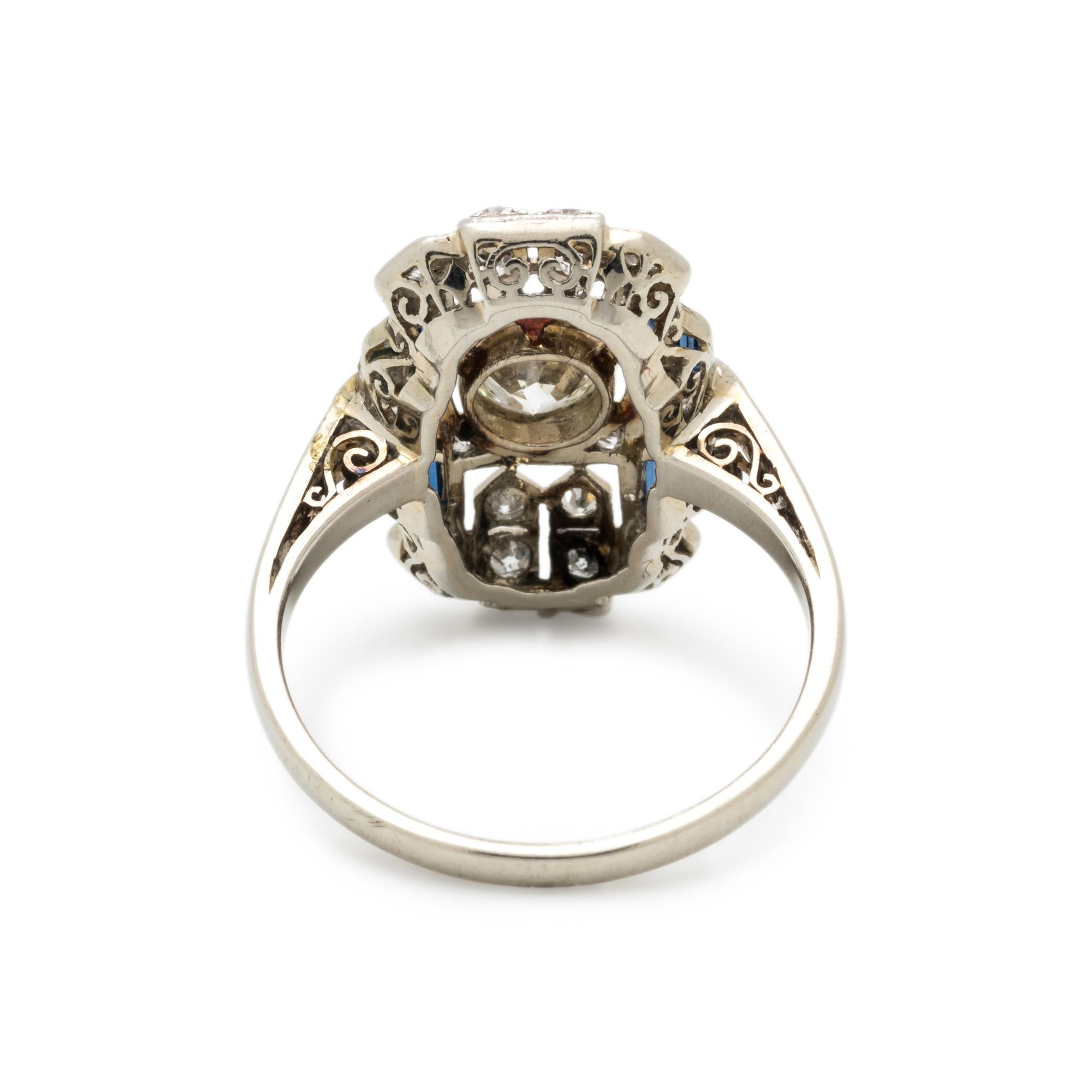 DIAMOND AND SYNTHETIC SAPPHIRE RING