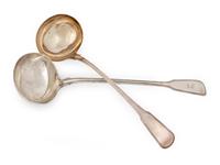 Two English Silver Ladles — The first George Adams, London, 19th Century (marks rubbed); the second Richard Crossley, London, 1812
