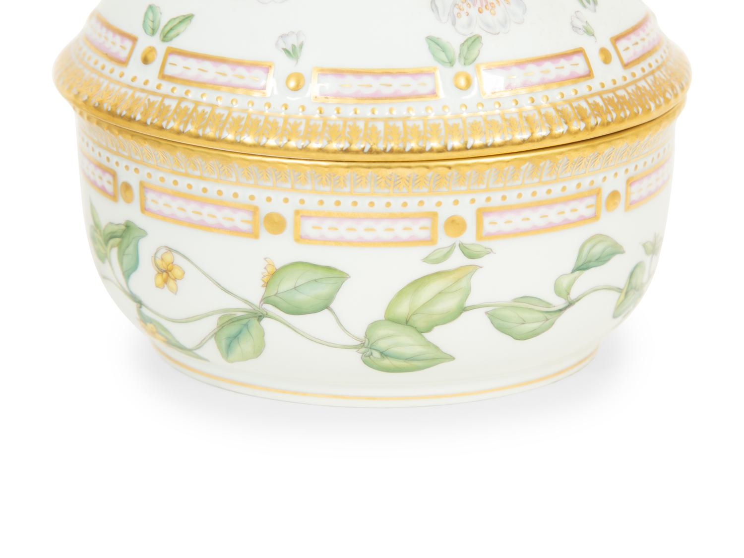 A Royal Copenhagen Flora Danica Porcelain Covered Bowl and Dish
