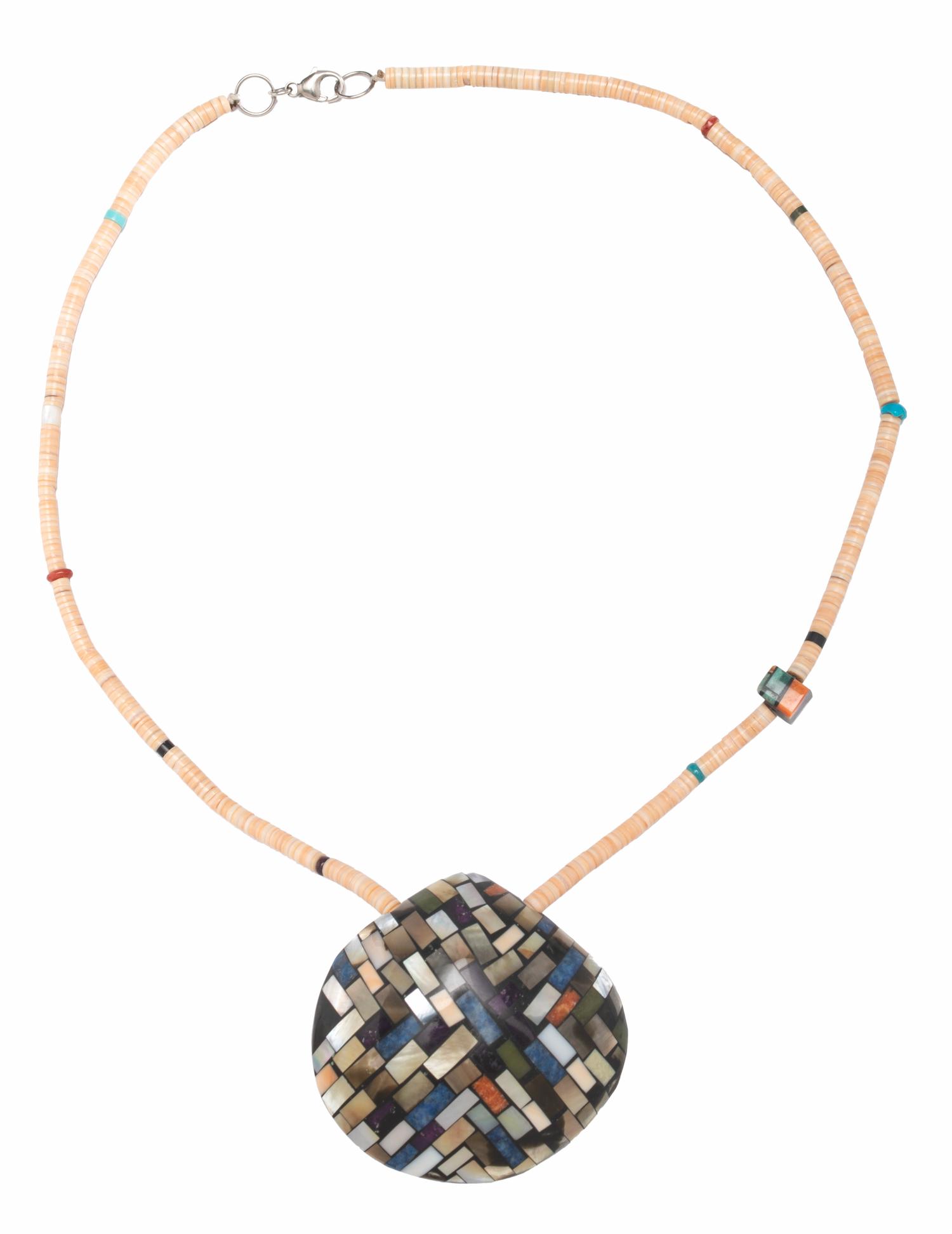 Reversible Inlaid Shell Necklace Lot is located and will ship from Denver, Colorado.