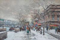 Antoine Blanchard, (French, 1910-1988), La Louvre, Passerelle des Artistes