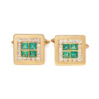 EMERALD AND DIAMOND CUFFLINKS
