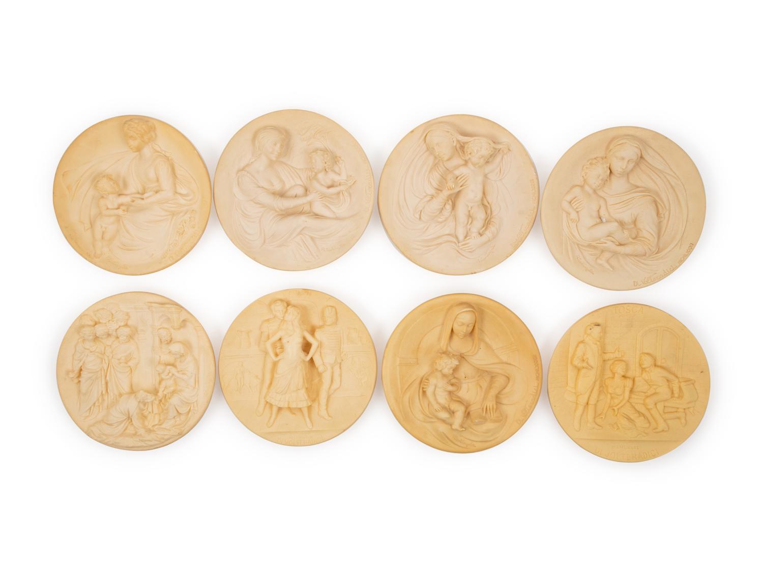 A Group of Eight Studio Dante di Volteradici Collector's Cabinet Plates
