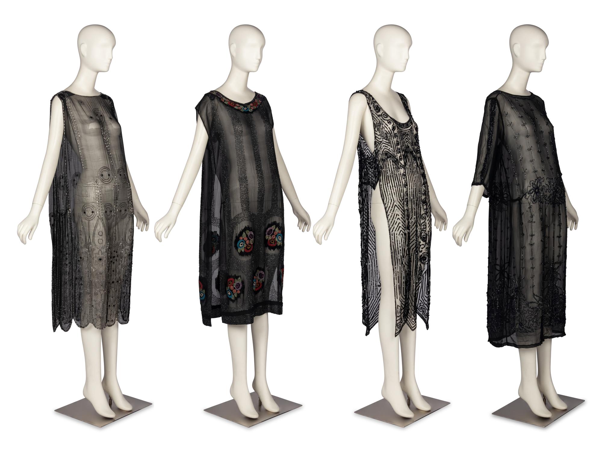 Four Sheer Beaded Dresses