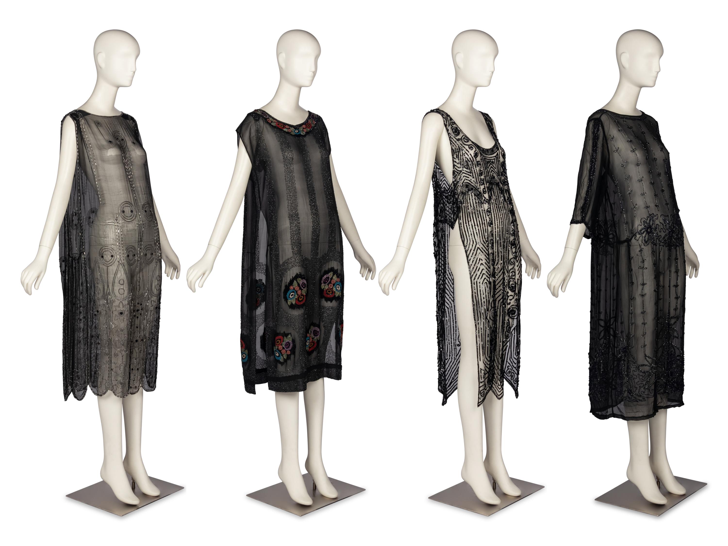 Four Sheer Beaded Dresses