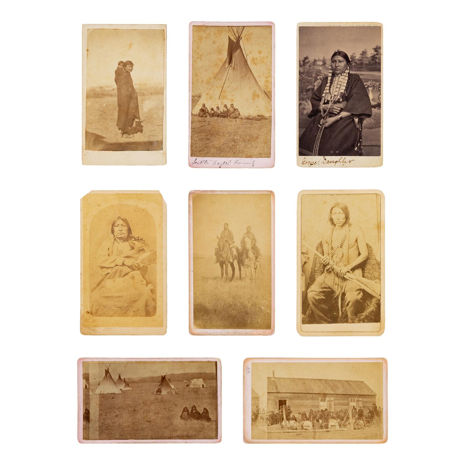 Cross, W.R. (1839-1907). A group of 8 CDVs of Spotted Tail, Spotted Eagle, and related subjects.