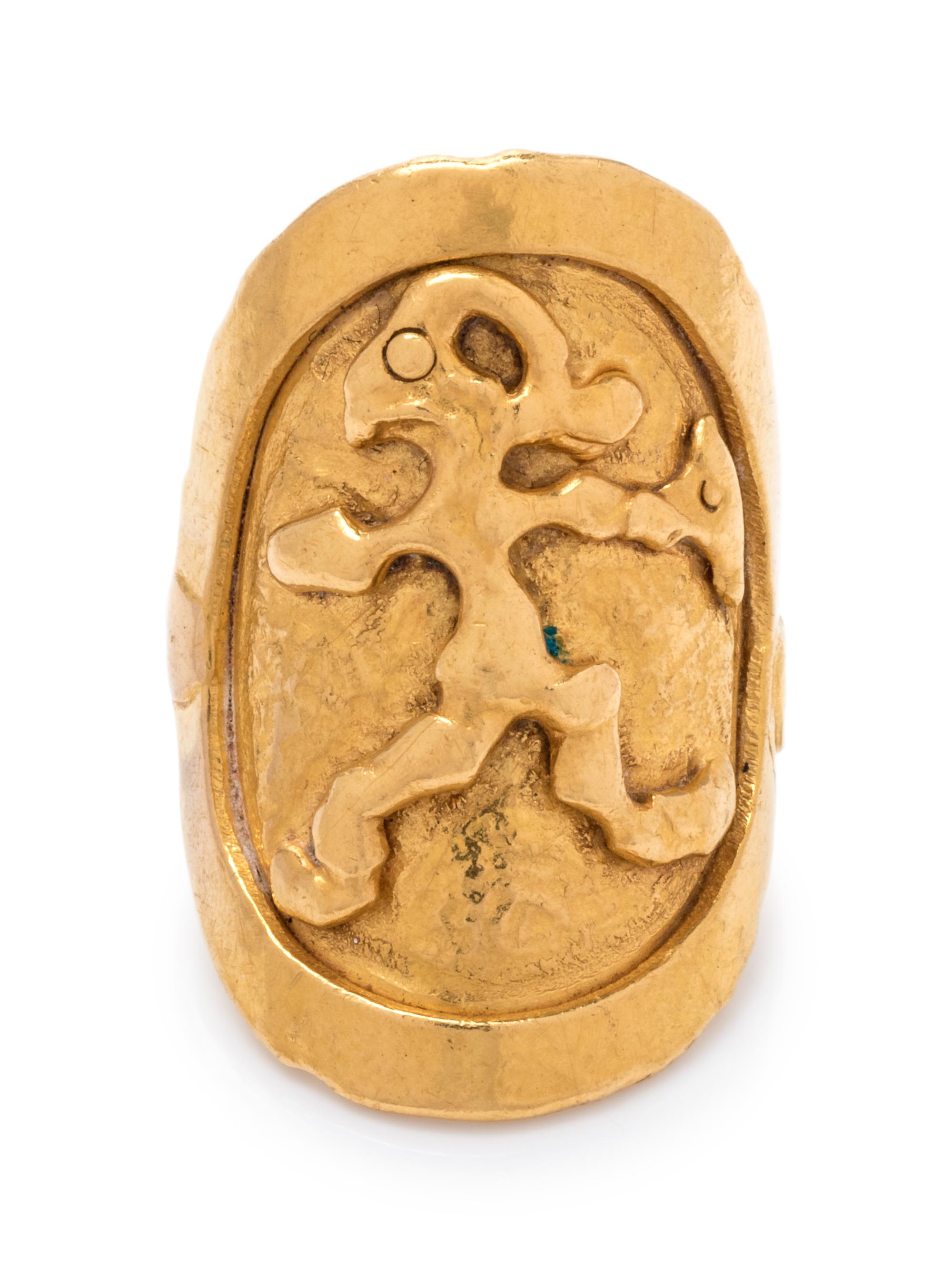 A 22 Karat Yellow Gold Figural Ring, Jean Mahie,