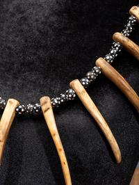 Apsáalooke [Crow] Imitation Bear Claw Necklace, with Trade Beads