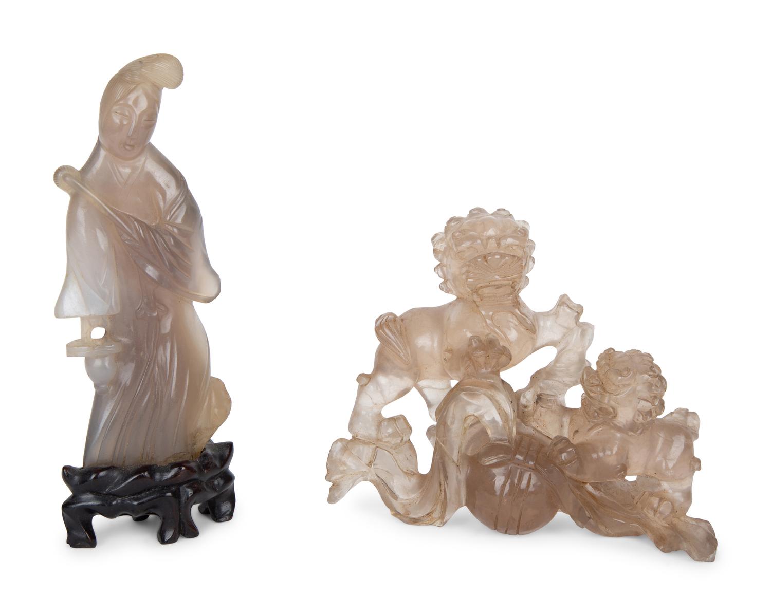 Two Chinese Smoky Quartz Figures — 20TH CENTURY