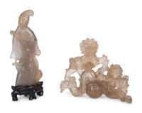 Two Chinese Smoky Quartz Figures — 20TH CENTURY