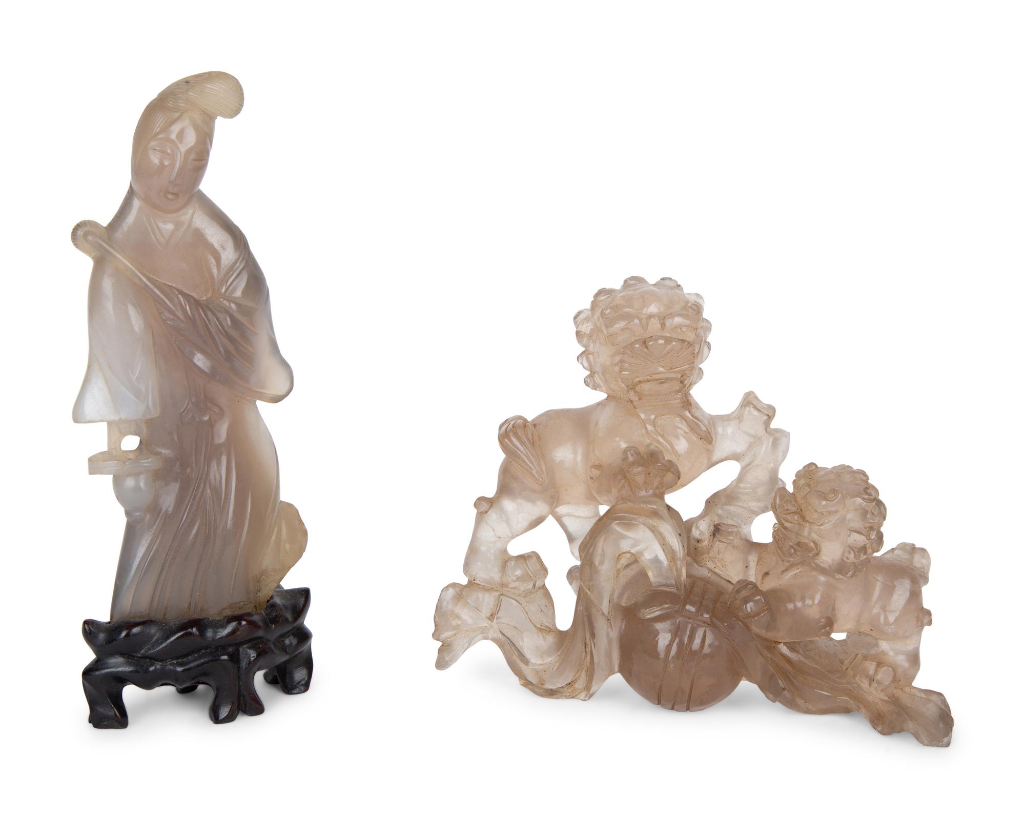 Two Chinese Smoky Quartz Figures — 20TH CENTURY