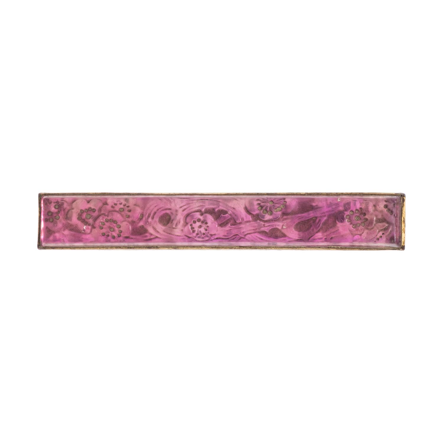 LALIQUE, GLASS 'BARRETTE AUBÈPINES' BROOCH