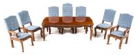 A Louis XV Provincial Style Dining Suite Height of table 2 1/2 x width 7 x depth 3 7/8 inches. — George Becker, 1976