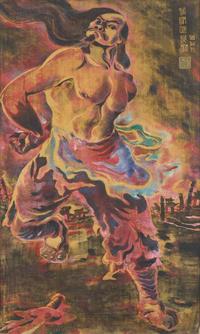 Tu Duyen (Nguyen Van Duyen, 1915-2012), 越南絲綢版畫“保義王陳平仲”
