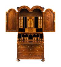 A William and Mary Walnut and Marquetry Bureau Cabinet