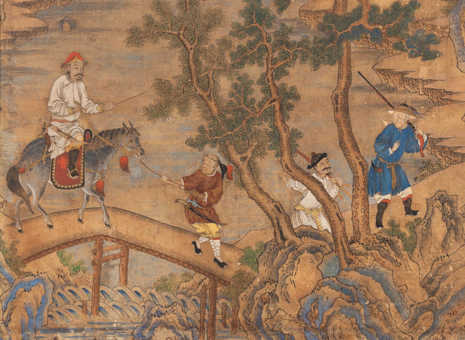 A Chinese Painting Depicting A Hunting Scene
