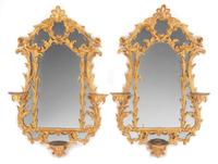 A Pair of Chippendale Style Carved Giltwood Mirrors Height 42 x width 27 inches. — CIRCA 1800