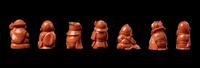 A Set of Japanese Red Coral Seven Gods