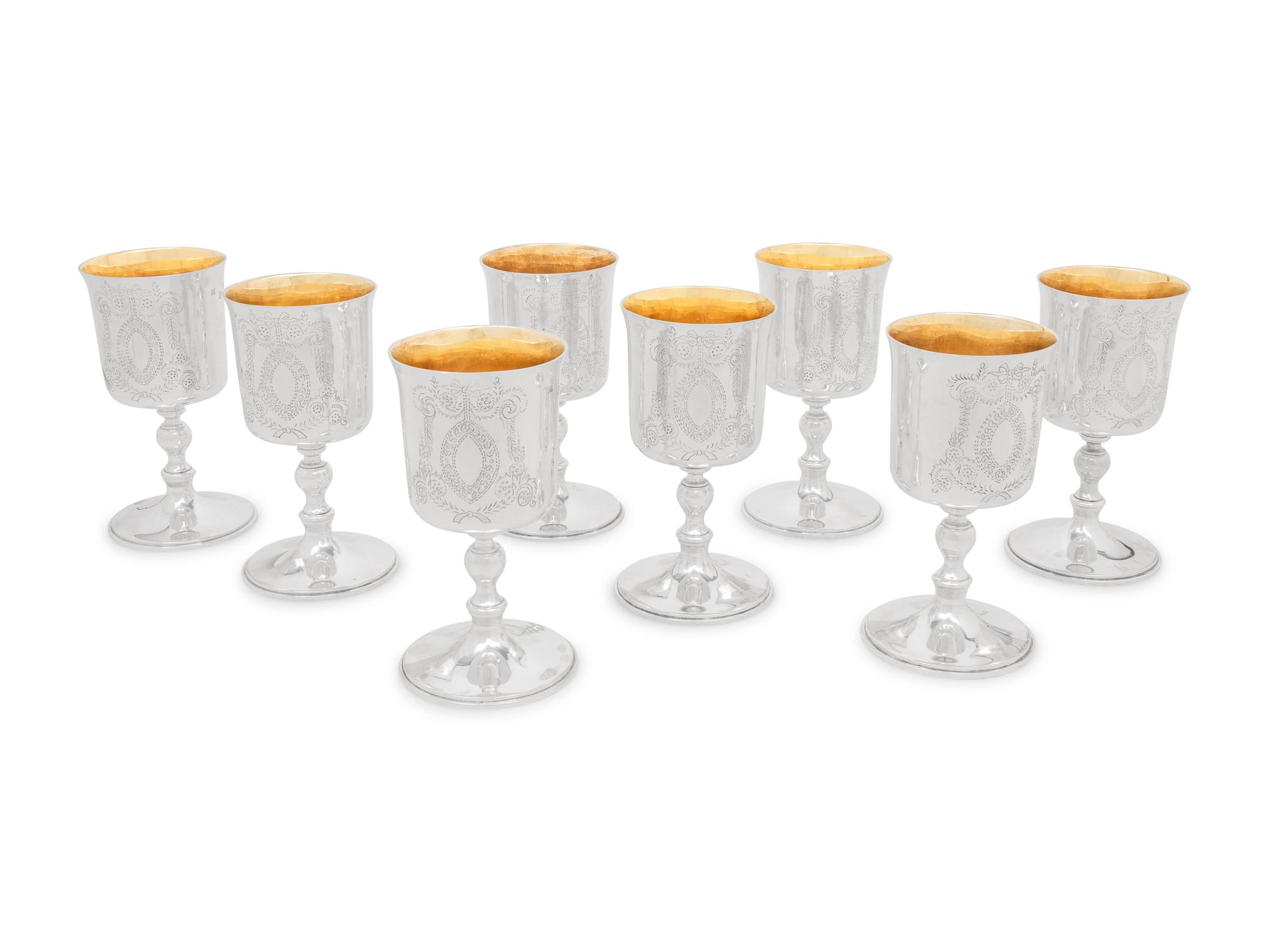 A Set of Eight Irish Silver Goblets