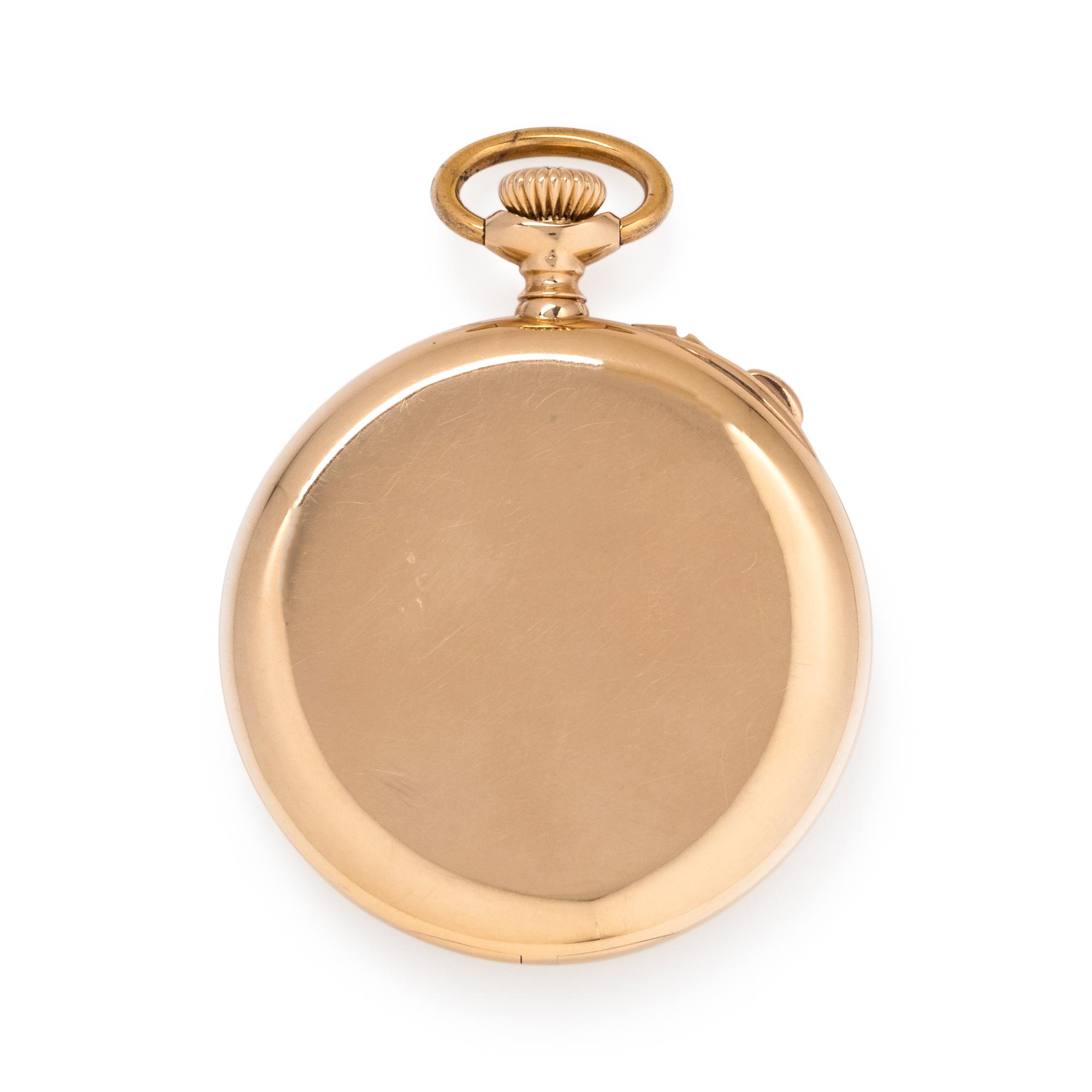 H.R. EKEGREN, J.E. CALDWELL, 18K YELLOW GOLD SPLIT SECOND CHRONOGRAPH OPEN FACE POCKET WATCH